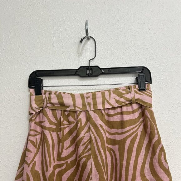 Christy Lynn Rose Zebra Shorts 100% Linen Pockets Paperbag Women’s Lined‎ Size 4 - Picture 4 of 8